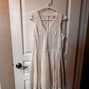 Francesca's Collections Cream A-Line Sundress V-Neck